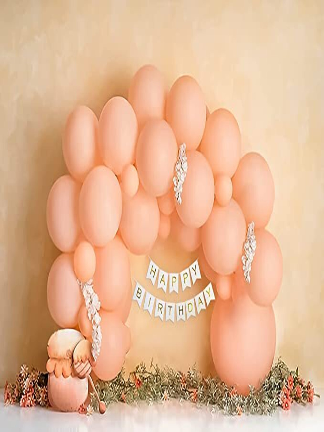 Special You 53-Pcs Peach-colored & White Foil Balloons Birthday Decors