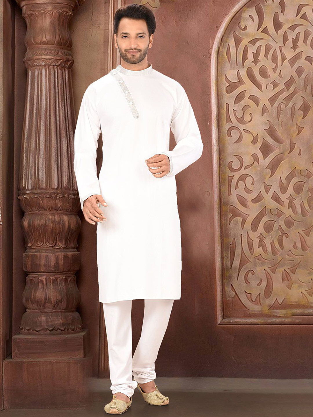 RANAK Mandarin Collar Organic Cotton Straight Kurta