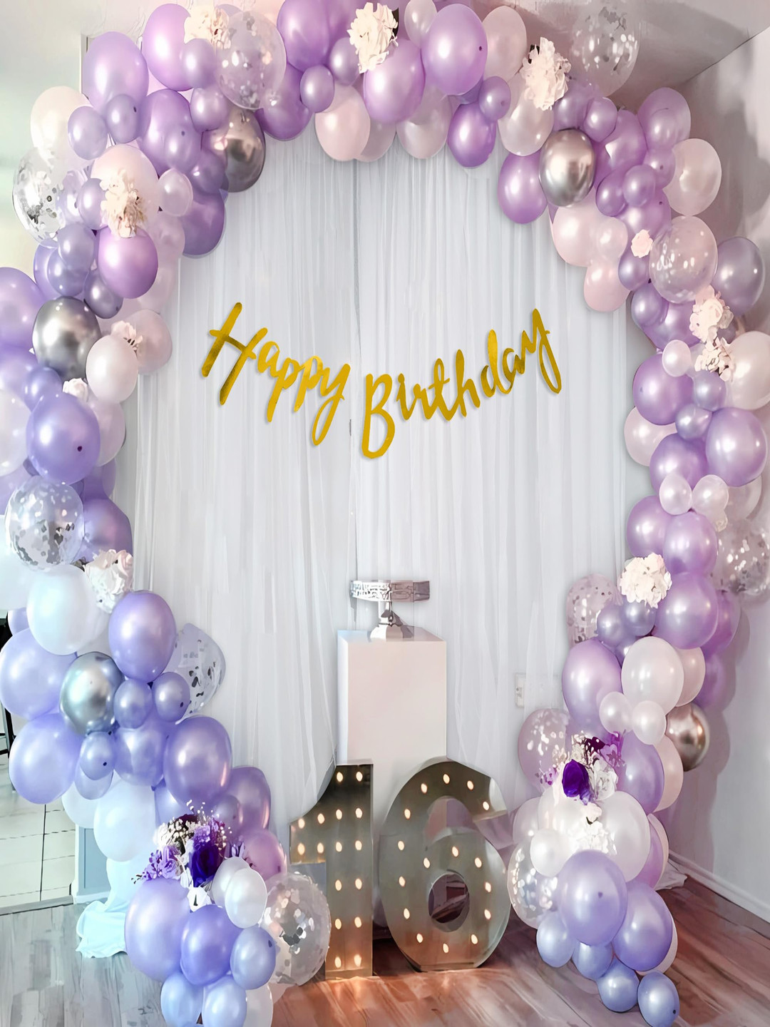 Special You 73Pcs White & Purple Balloons & Banner Festive Decor