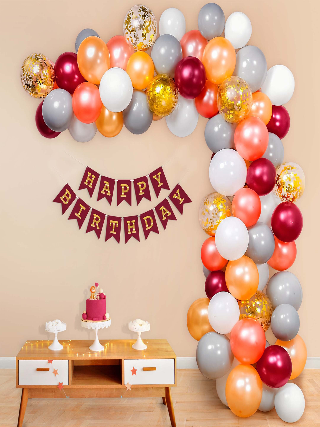 Special You Grey & Maroon 78 Pieces Happy Birthday DIY kit