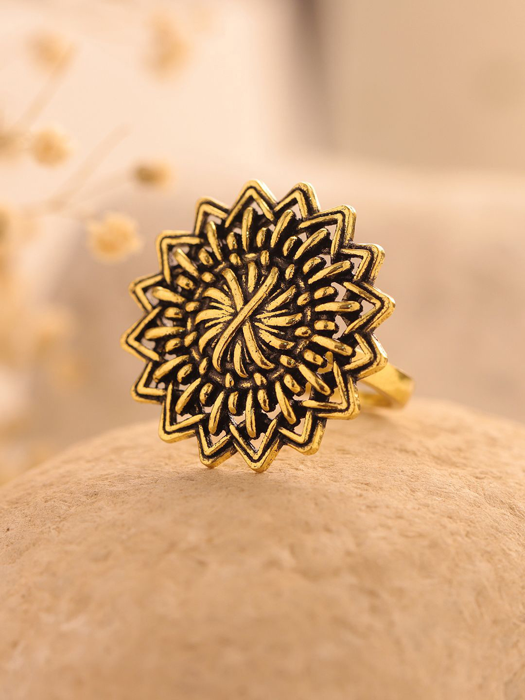 Voylla Gold-Plated Woven Wonder Coiling Oxidised Finger Ring