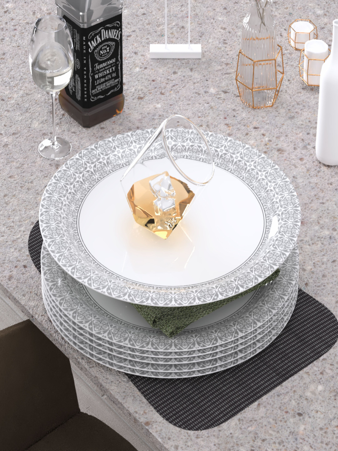 Castleite Silver-Plated Ethnic Motifs Printed 2025 6 Pcs Melamine Dishwasher Safe Plates