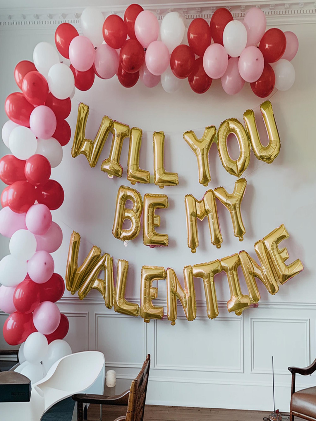 Special You Gold-Toned Will You Be My Valentine Detail Valentine Backdrop Decoration