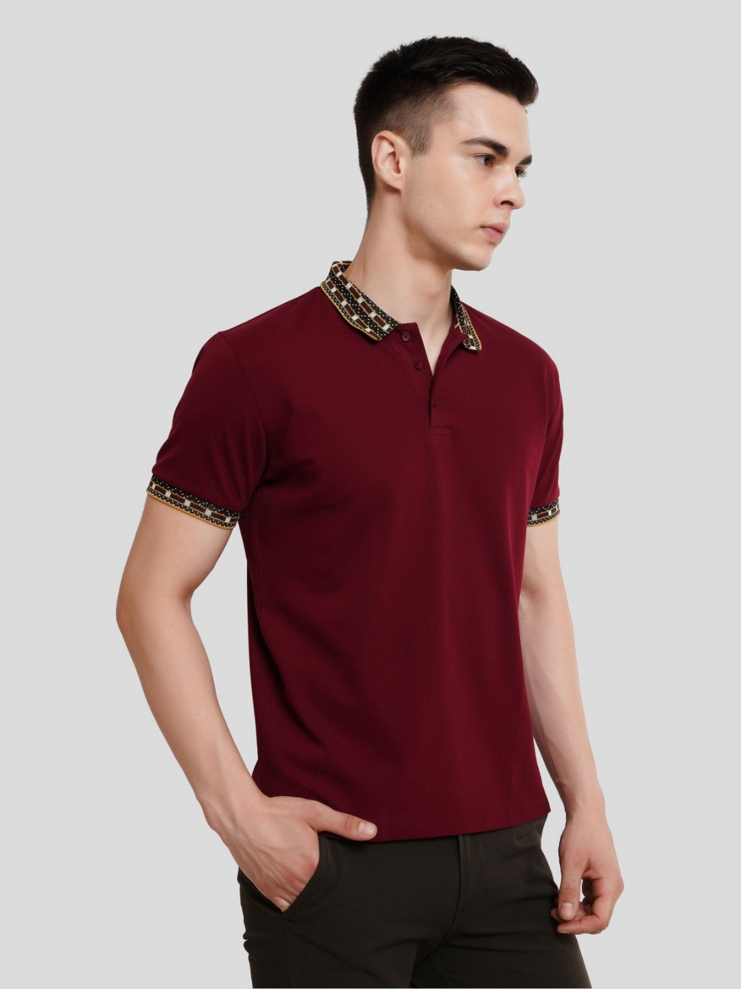 Underrated Club Men Solid Polo Collar Cotton T-shirt