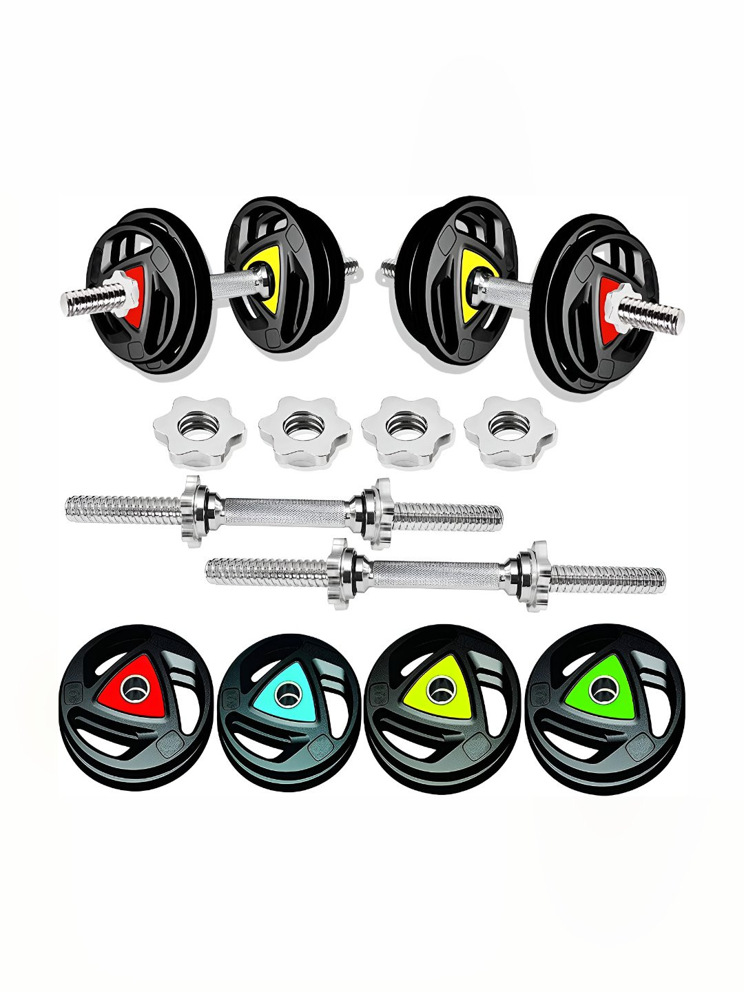 HackerX 6-Pcs Professional Metal Integrated Rubber Plates Adjustable Dumbbell 10 kg