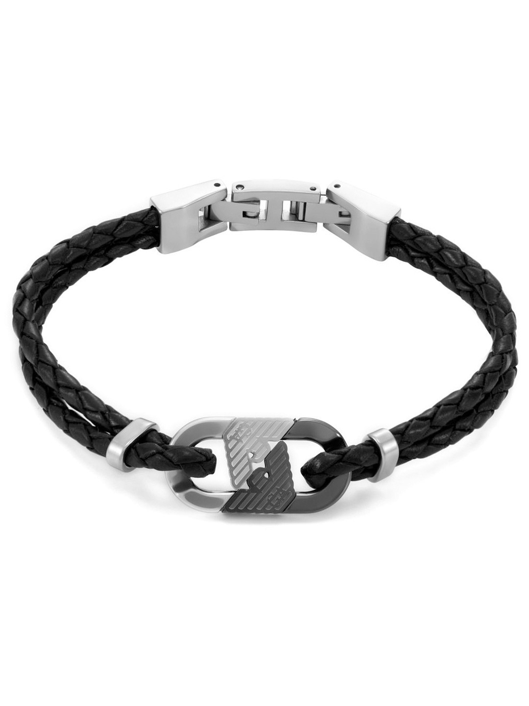 Emporio Armani Mens Leather Wraparound Bracelet