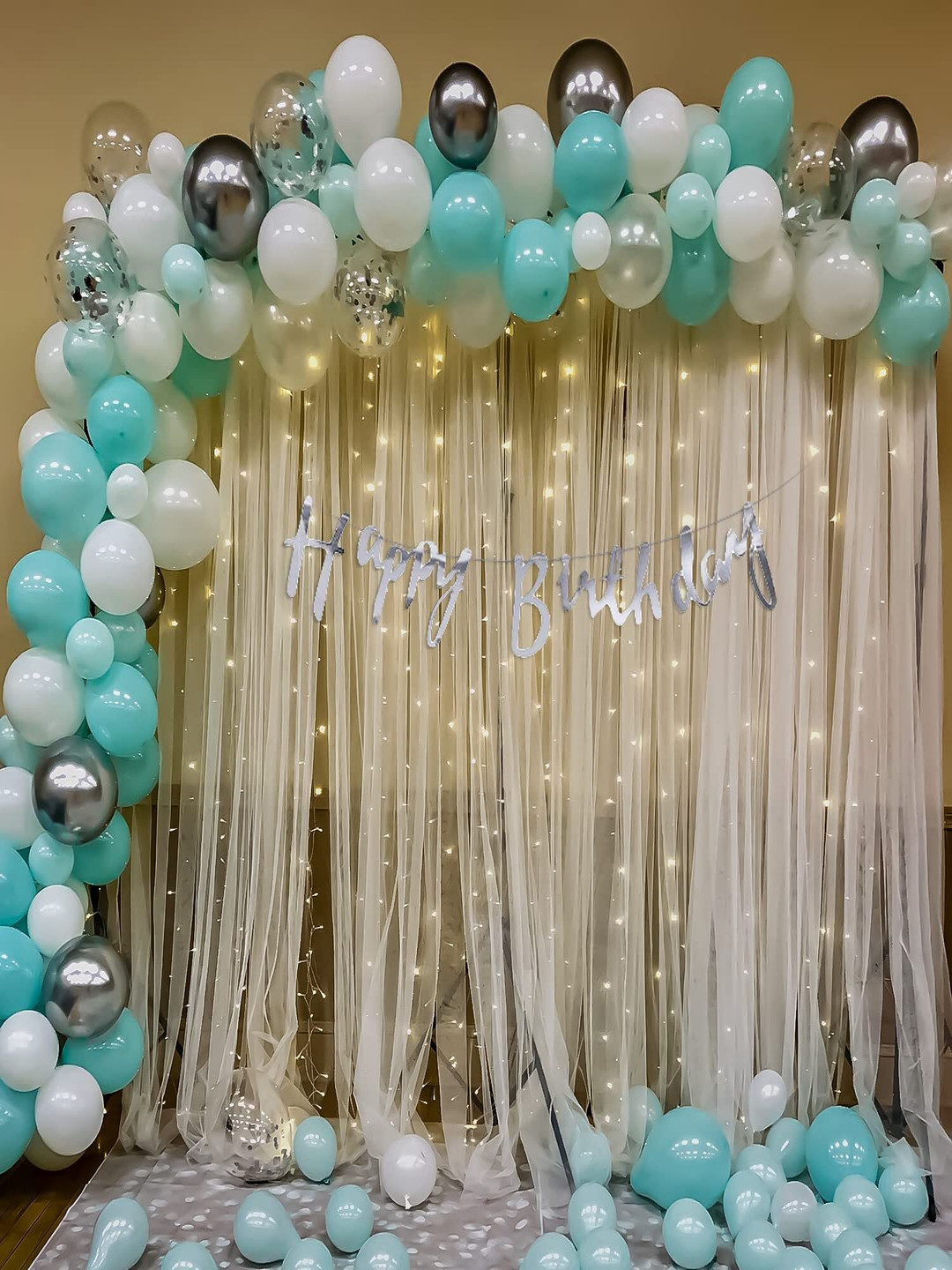 Special You 73-Pcs Sea Green & Grey Foil Balloons Birthday Decors