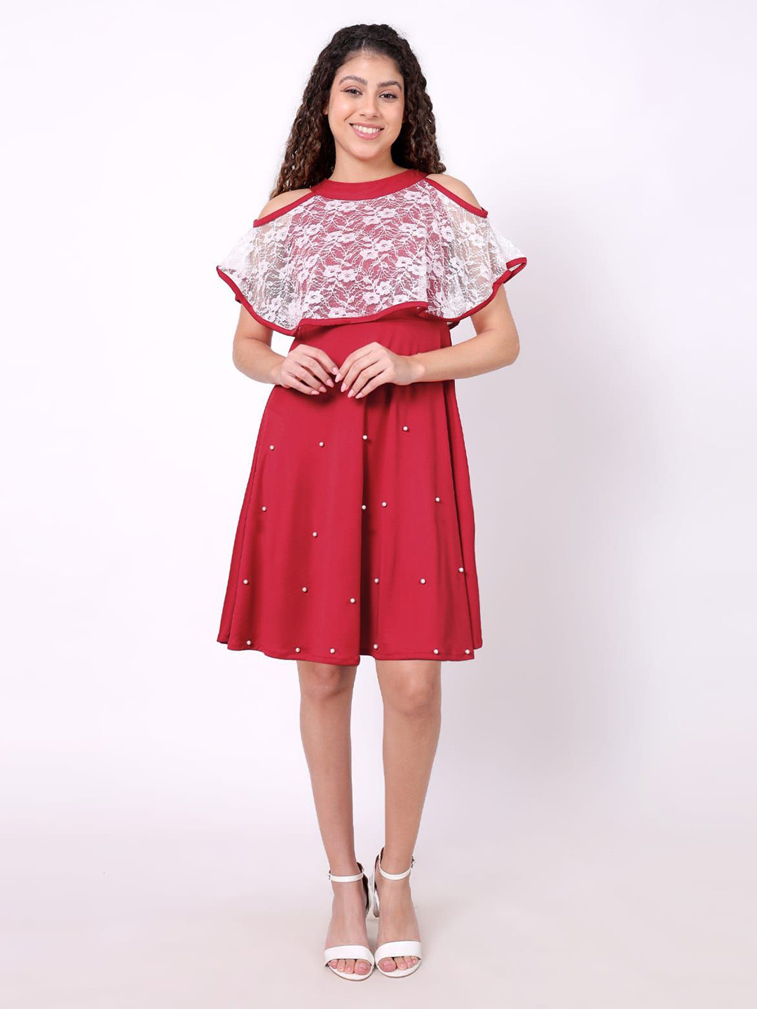 ORIEX THE ORIGINAL FASHION Floral Flutter Sleeve Net A-Line Dress