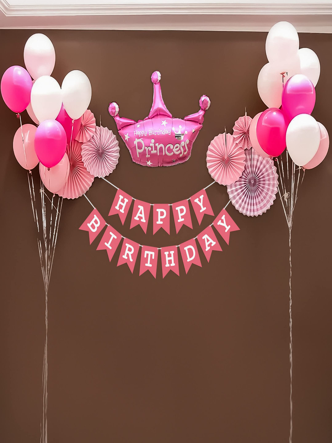 Special You 40 Pcs Pink & White Balloons & Banner Festive Decor