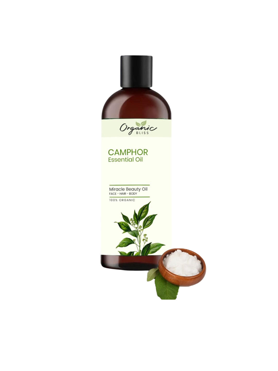 Organic Bliss Camphor Essential Beauty Massage Oil For Face Hair & Body - 50 ml