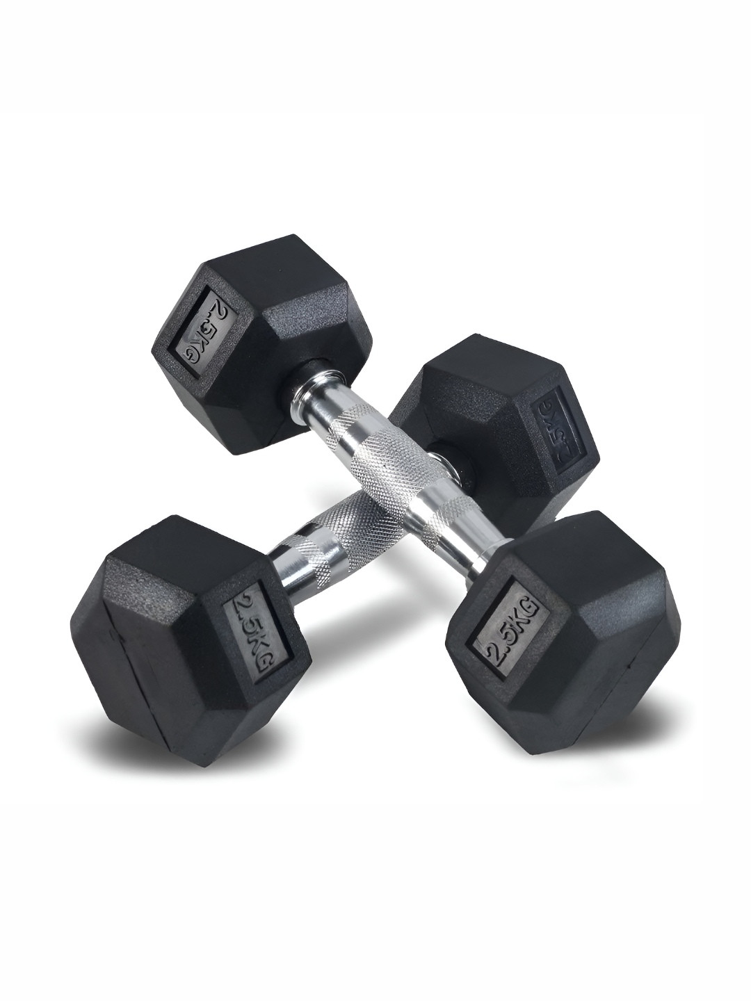 HackerX Set Of 2 Rubber Coated Fixed Weight Dumbbells 2.5 kg Each