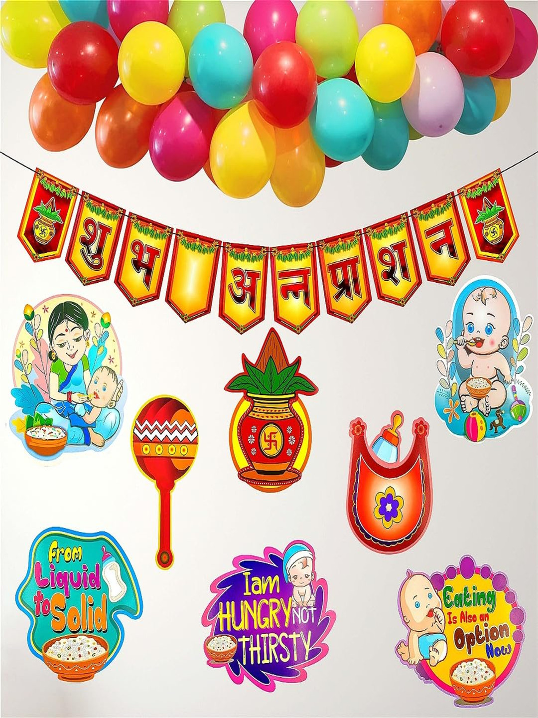 Special You 63Pcs Red & Green Annaprashan Decor