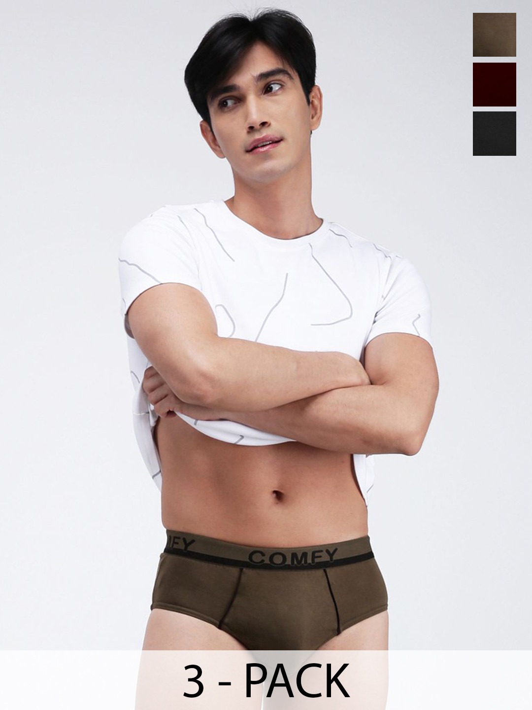 AMUL COMFY Men Pack Of 3 Pure Cotton  Basic Briefs