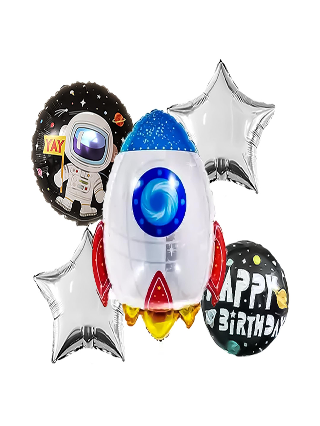 Special You 5-Pcs White & Blue Rocket Theme Balloon Set