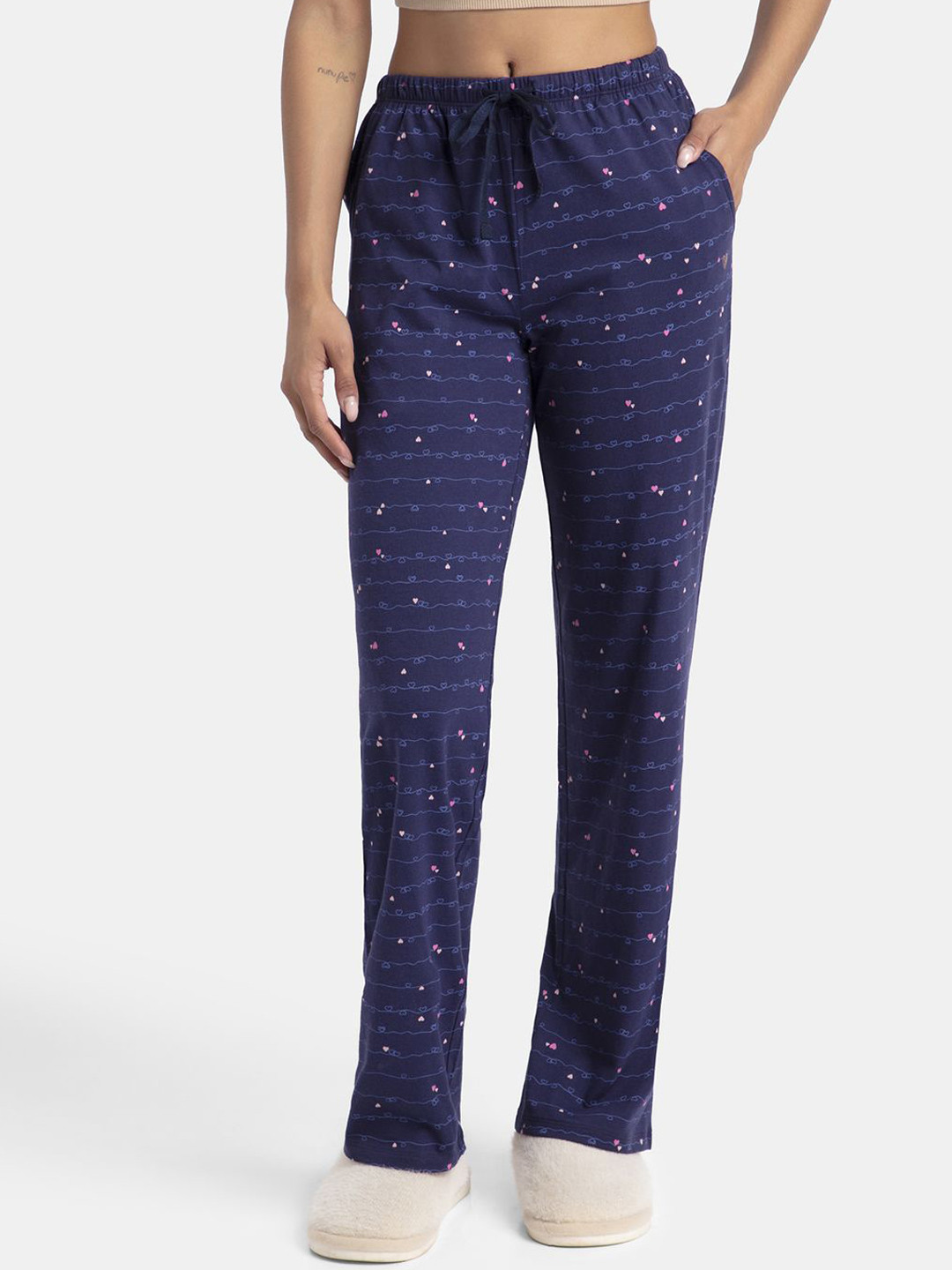 Jockey Super Combed Cotton Printed Pyjama with Side Pockets-RX88