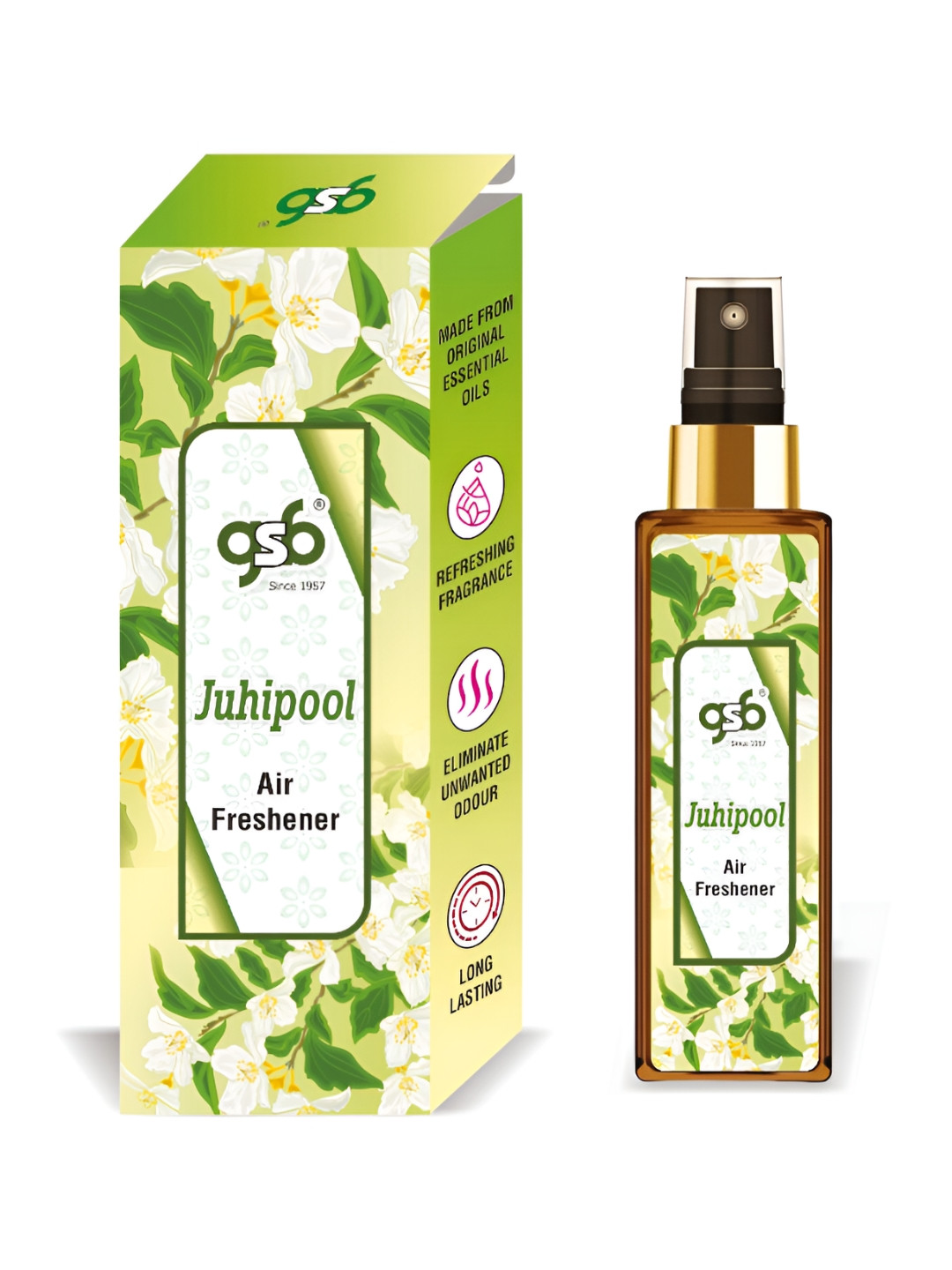 GSB Juhiphool Green And White Long Lasting Natural Air Freshener-100 ml