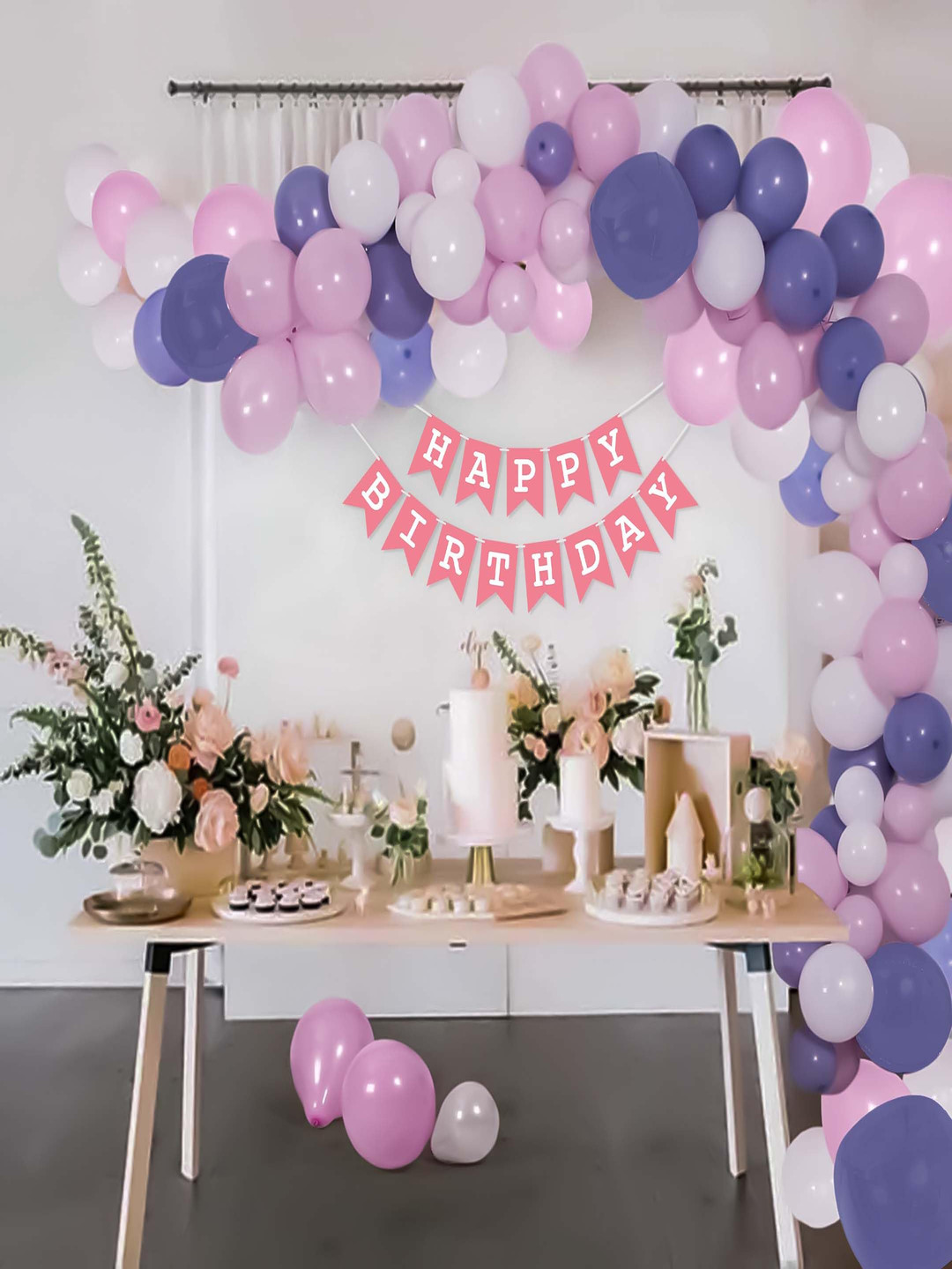 Special You 57 Pcs Pink & Purple Balloons & Banner Festive Decor