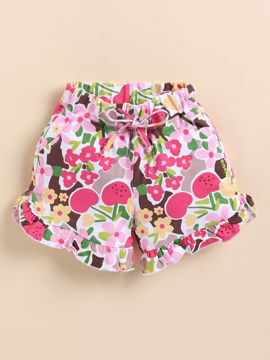 Annie Girls Floral Printed Regular Fit Mid-Rise Cotton Shorts