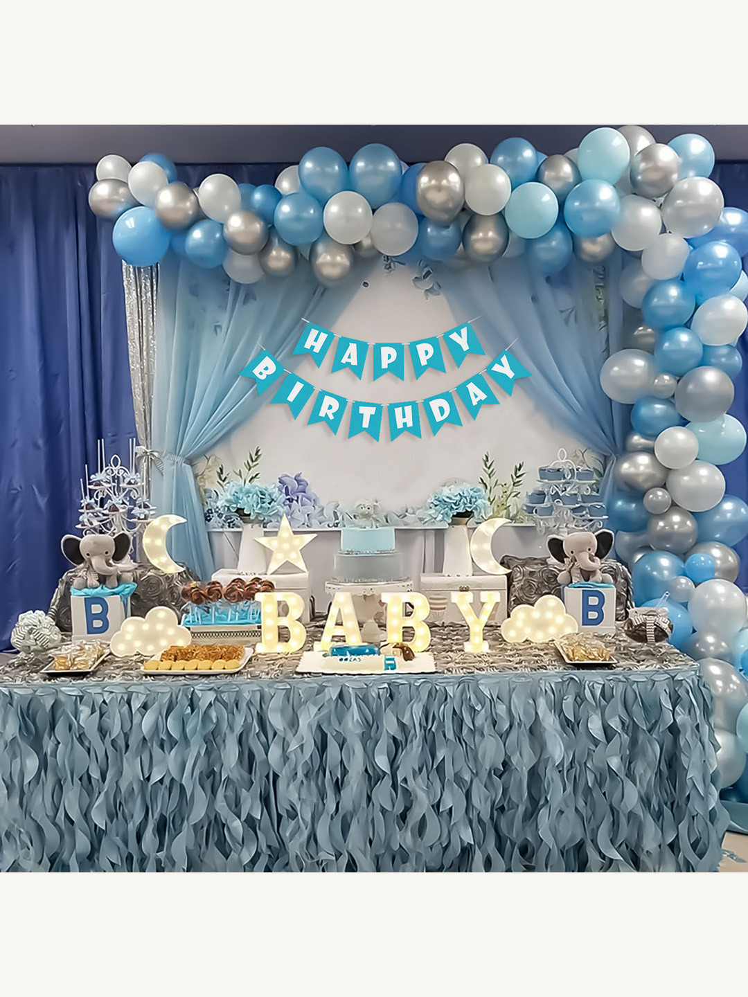 Special You Blue & White 68-Pcs Birthday Decoration Items