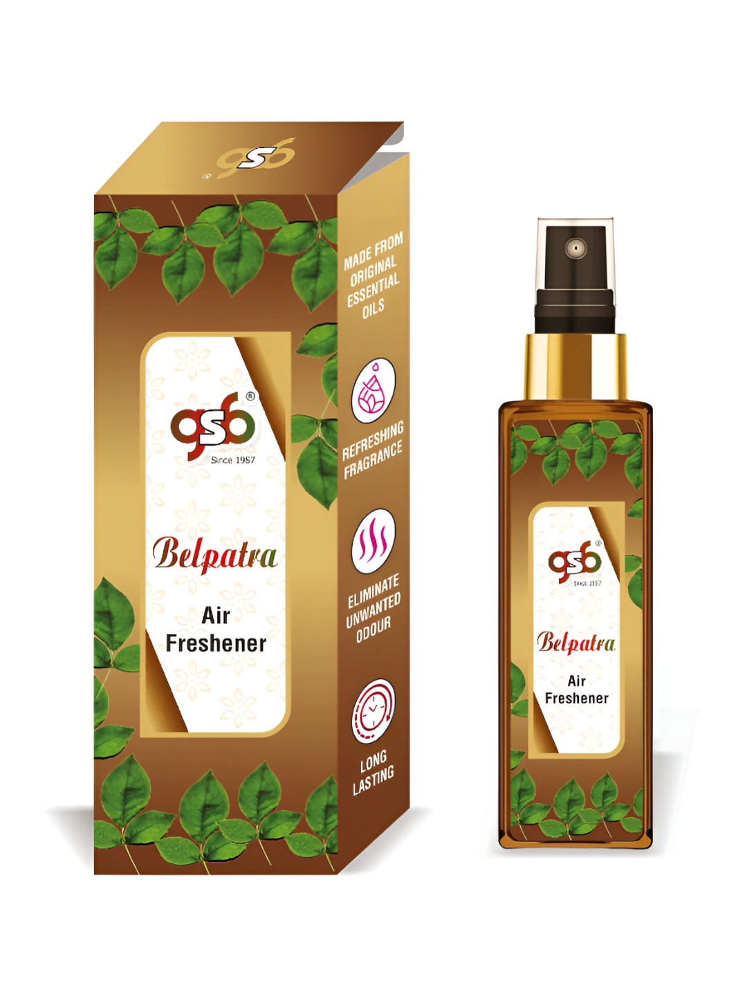 GSB Belpatra Brown And And White Long Lasting Natural Air Freshener-100 ml