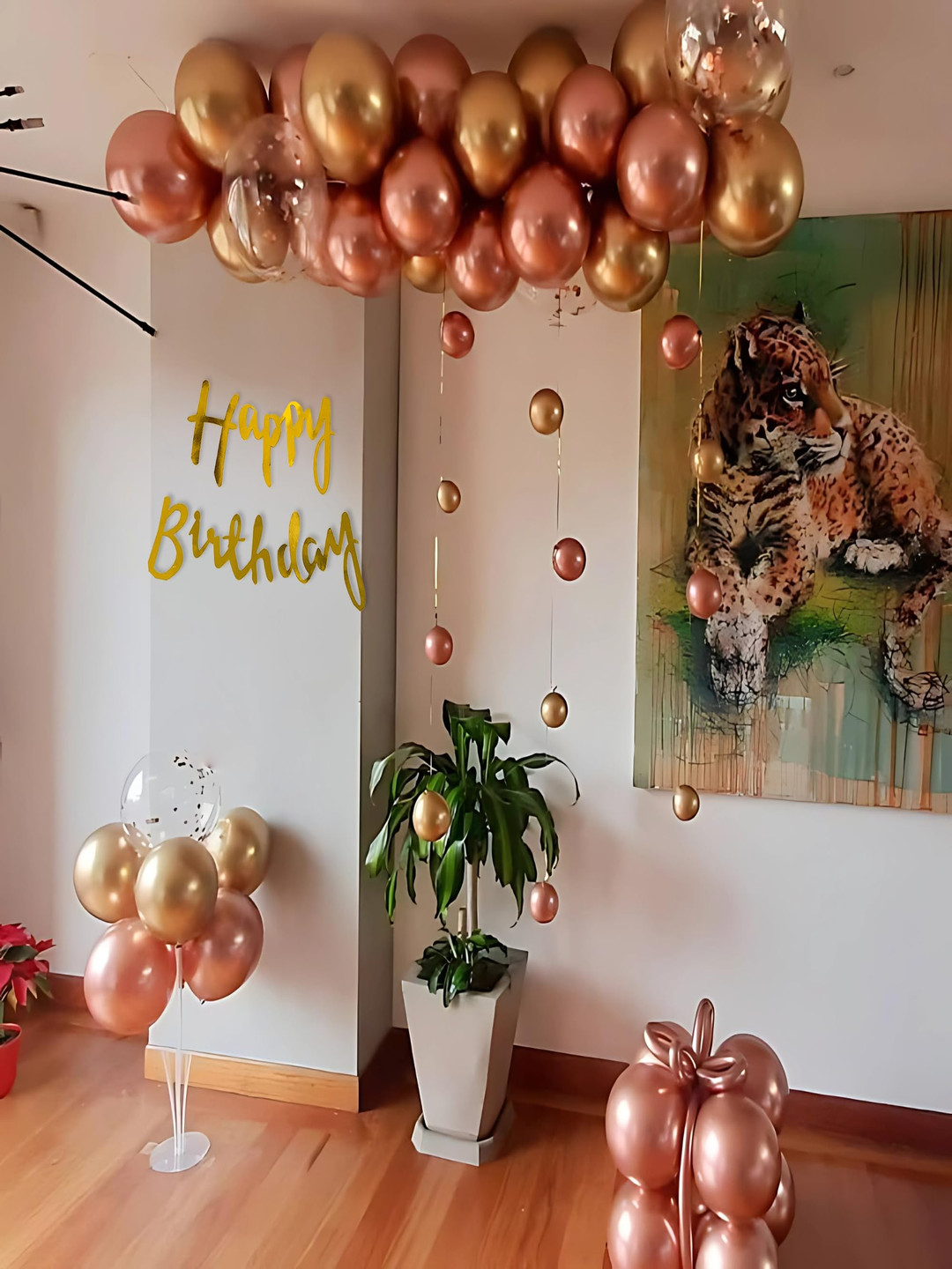 Special You 28 Pcs Rose Gold & Yellow Balloons & Banner Festive Decor
