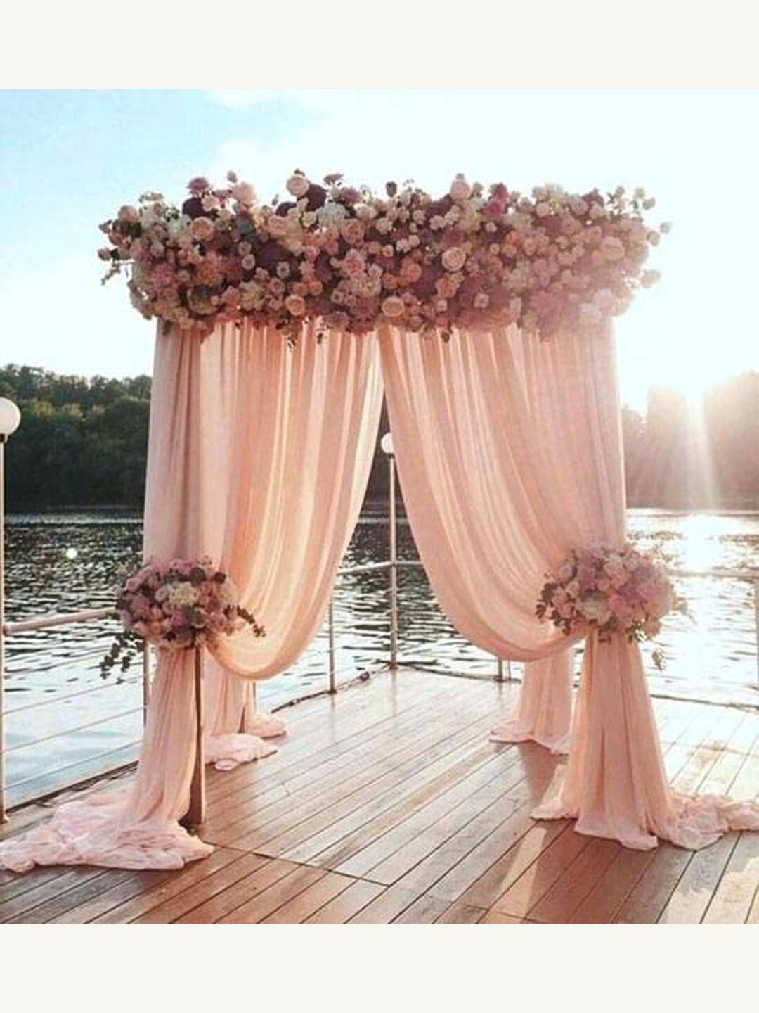 Special You Peach Coloured 2-Pcs Net Backdrop Curtain For Birthday Decoration