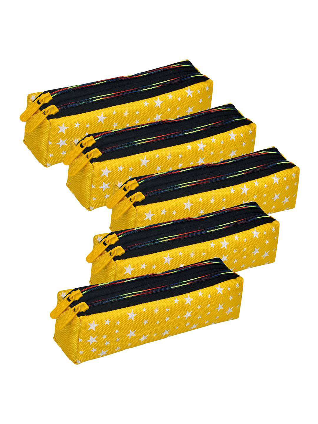 Kuber Industries Kids Pack Of 5 Star Printed Two Zipper Pencil Utility Pouchs Stationery