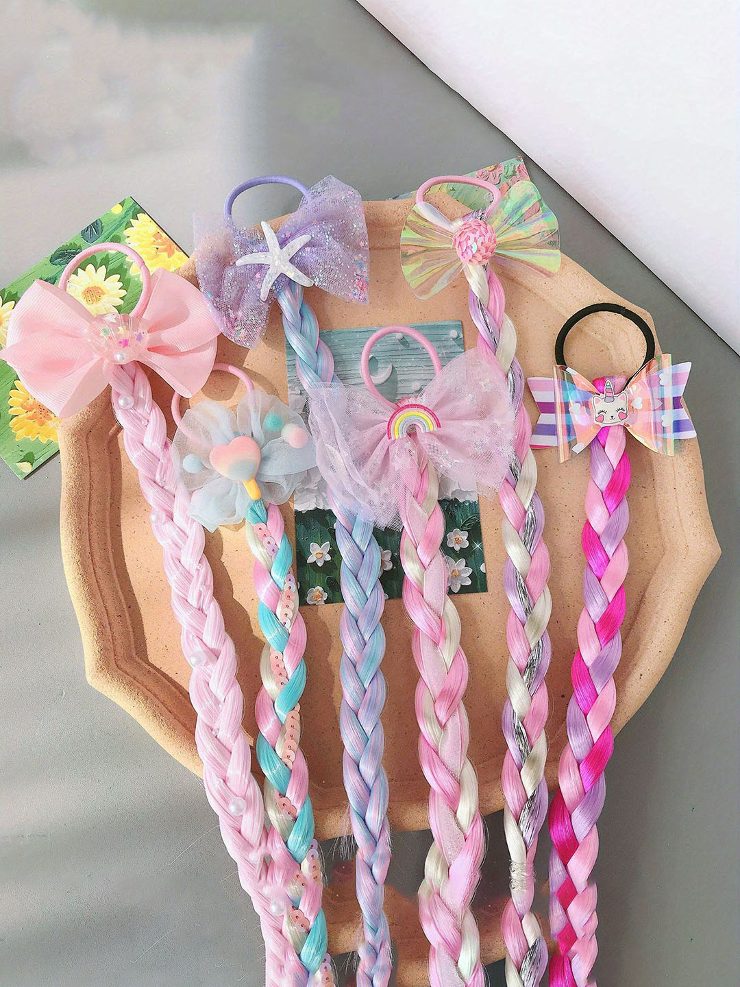 LYTIX Set Of 3 Straight Colorful Braided Ponytail Hair Extension - 18 Inch