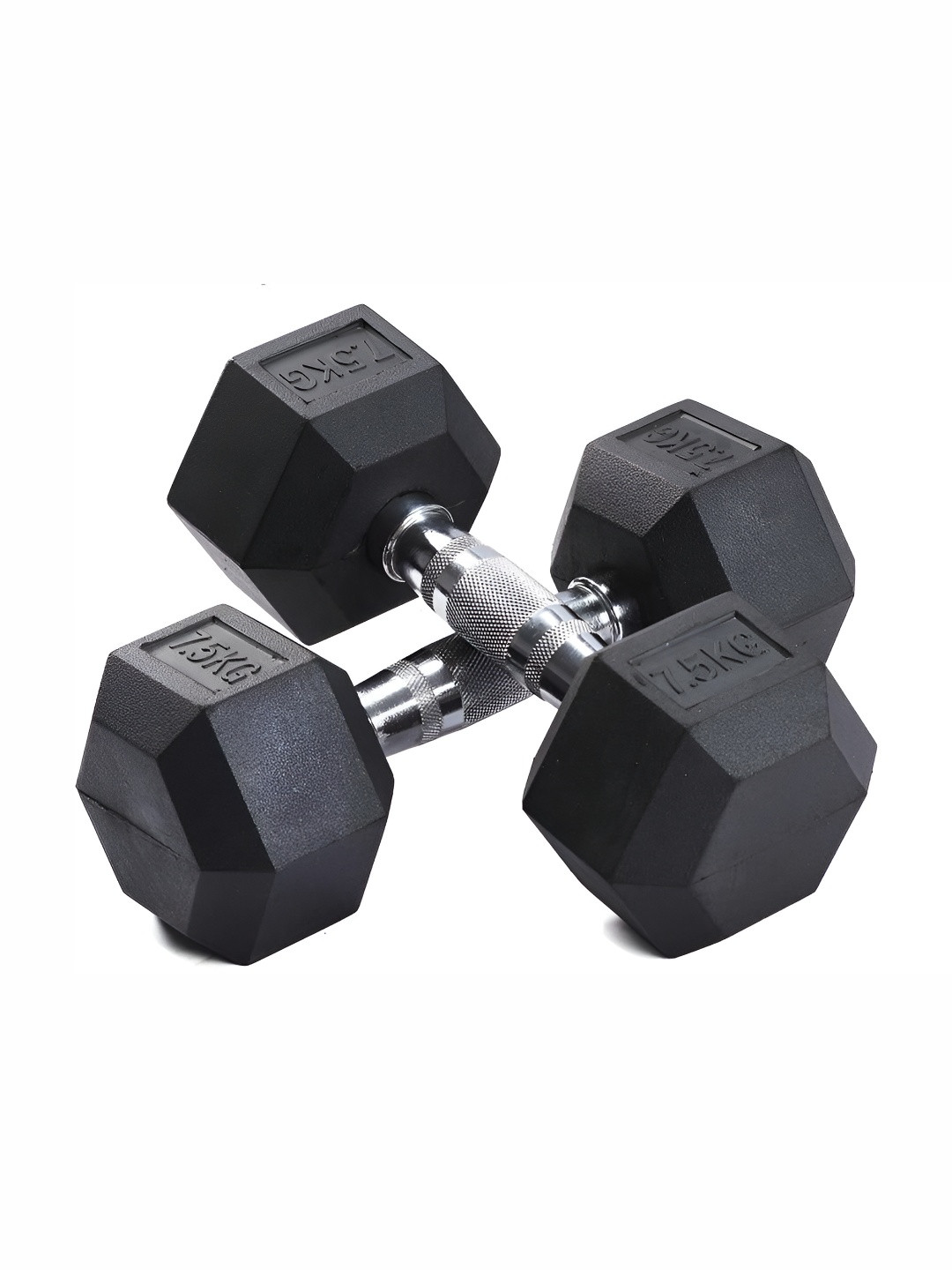 HackerX 2-Pcs Fixed Weight Hexagonal  Rubber Dumbbell 15 kg