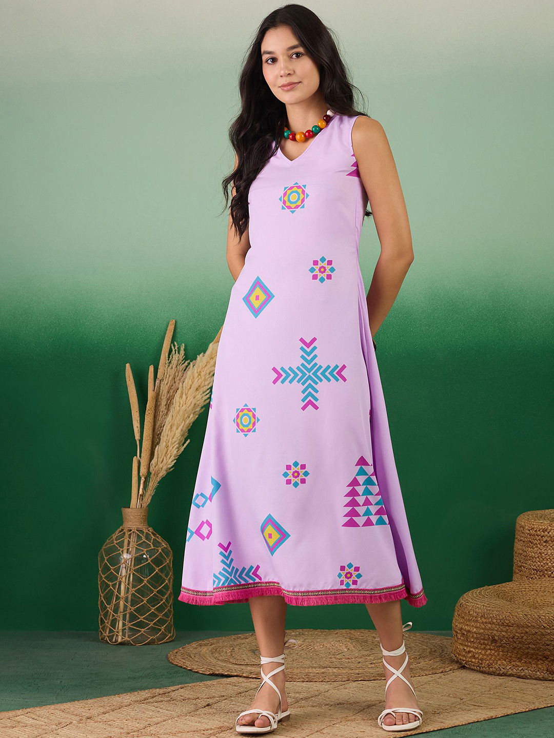 all about you Print A-Line Midi Dress