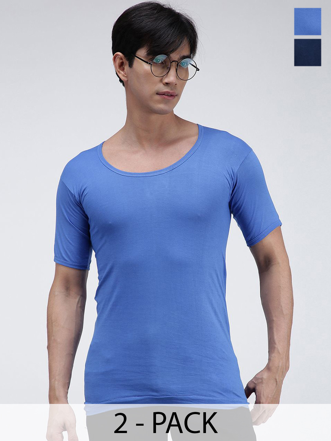 AMUL COMFY Pack Of 2 Round Neck Undershirt Vests AC-CVESTRNS-AF-SB-L-2PC