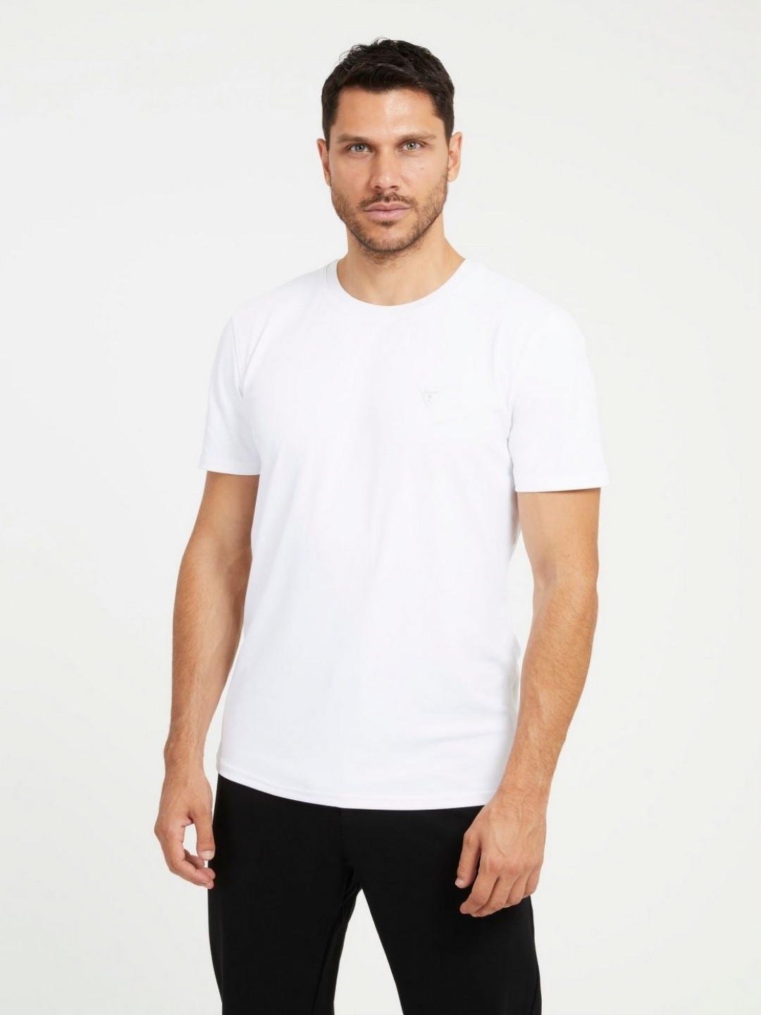GUESS Men Solid Round Neck Nylon T-shirt