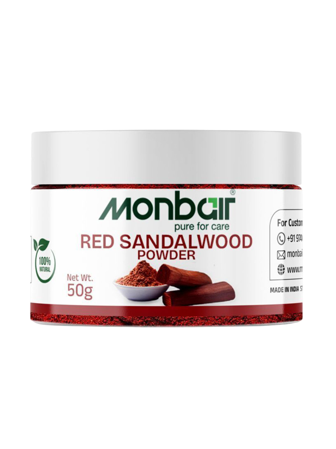 MONBAIR Organic Red Sandalwood Powder For Sun Tan - 50 g