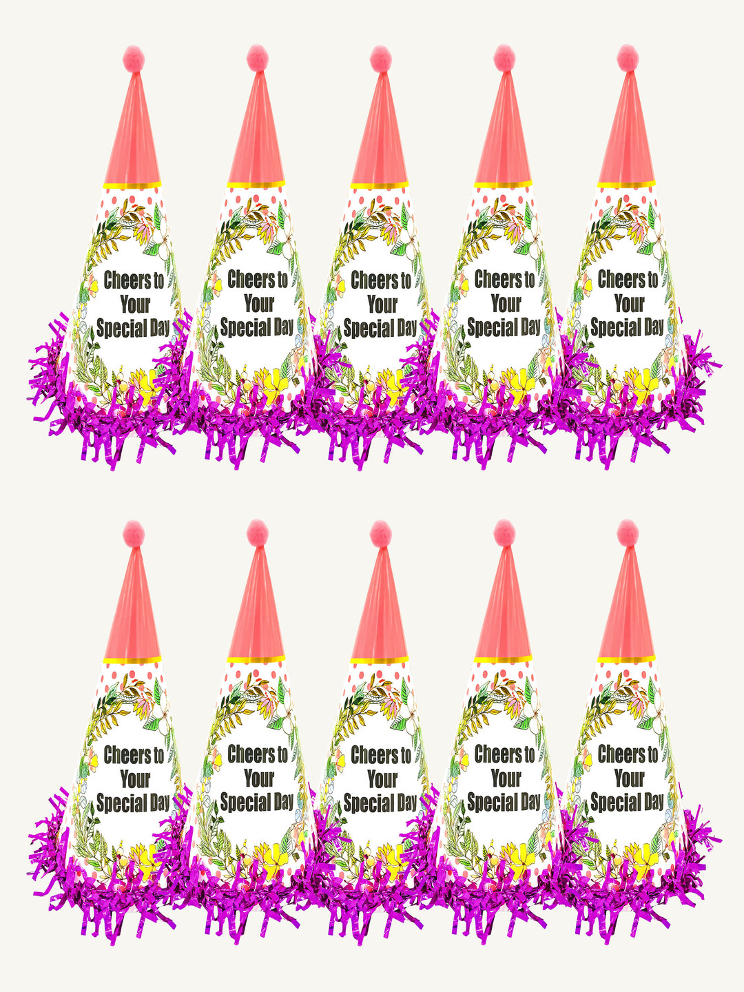 Special You 10-Pcs White & Peach Birthday Caps