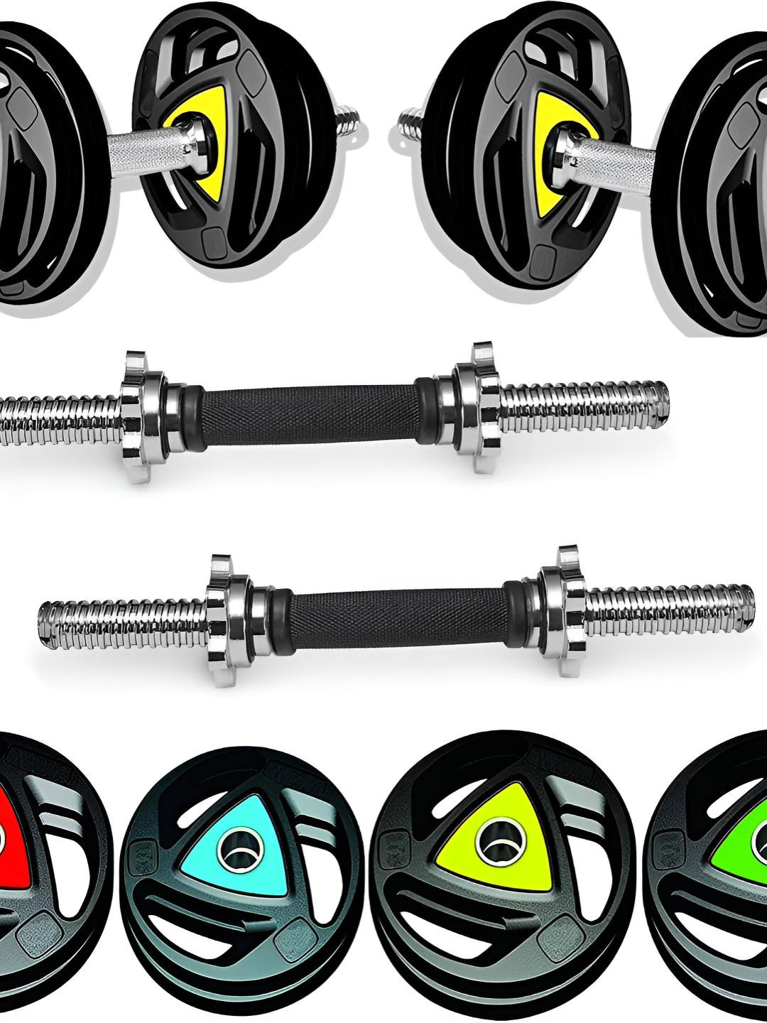 HackerX 4-Pcs Metal Integrated Rubber Adjustable Dumbbell Plates - 2.5 kg Each