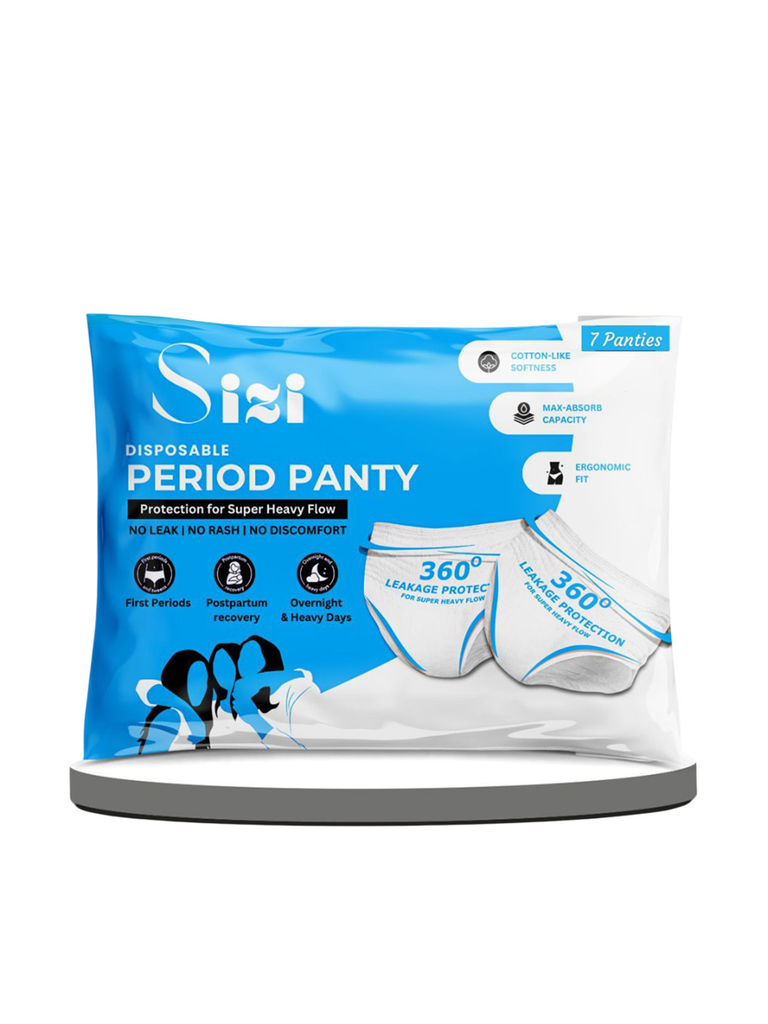 Sizi Disposable Leak Proof Overnight Protection Cotton Period Panties - XS - 7 Pieces