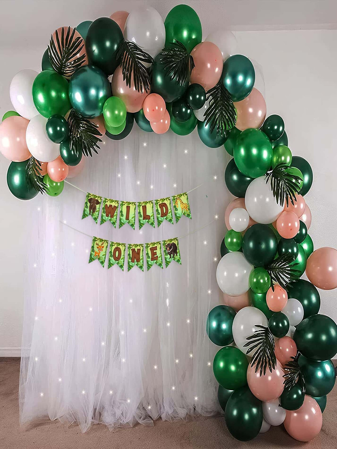 Special You 64-Pcs Green, White & Peach-Colored Foil Balloons Birthday Decors
