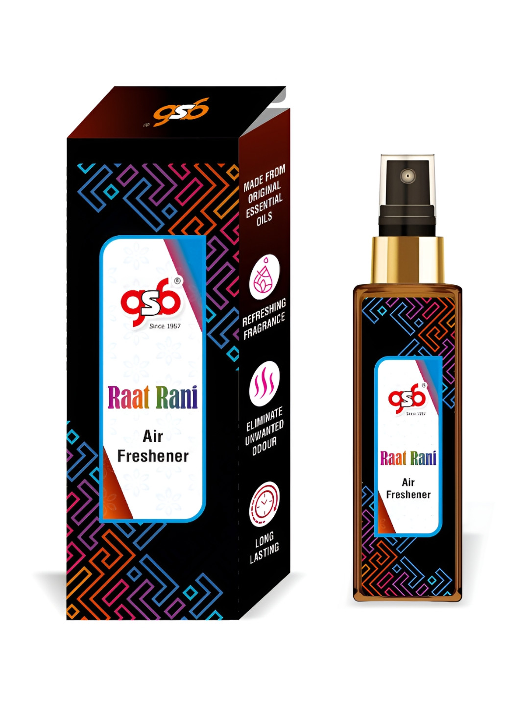GSB Raatrani Black And White Long Lasting Natural Air Freshener-100 ml