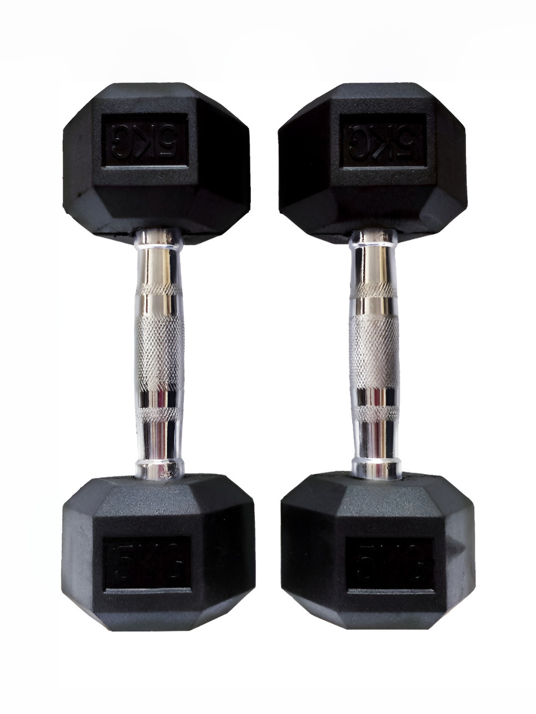 HackerX 2-Pcs Fixed Weight Hexagonal  Rubber Dumbbell 5 kg