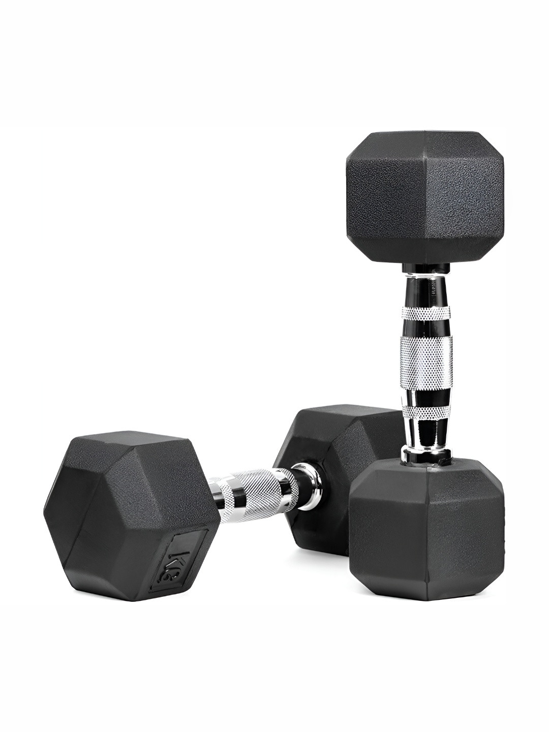 HackerX Set Of 2Hexagonal Rubber Coated Fixed Weight Dumbbells 2.5 kg Each