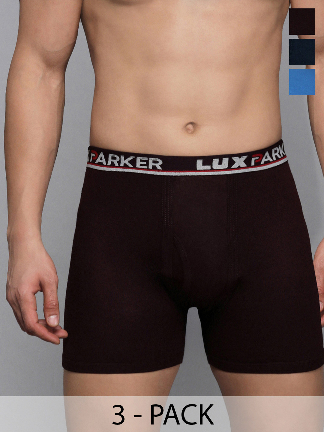 LUX PARKER Pack Of 3 Pure Cotton Trunks LUX_PARKER_ICD_DRW_COL_3PC