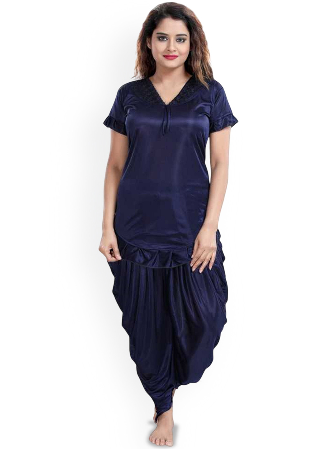 UWNAQA Satin Dhoti Night suit