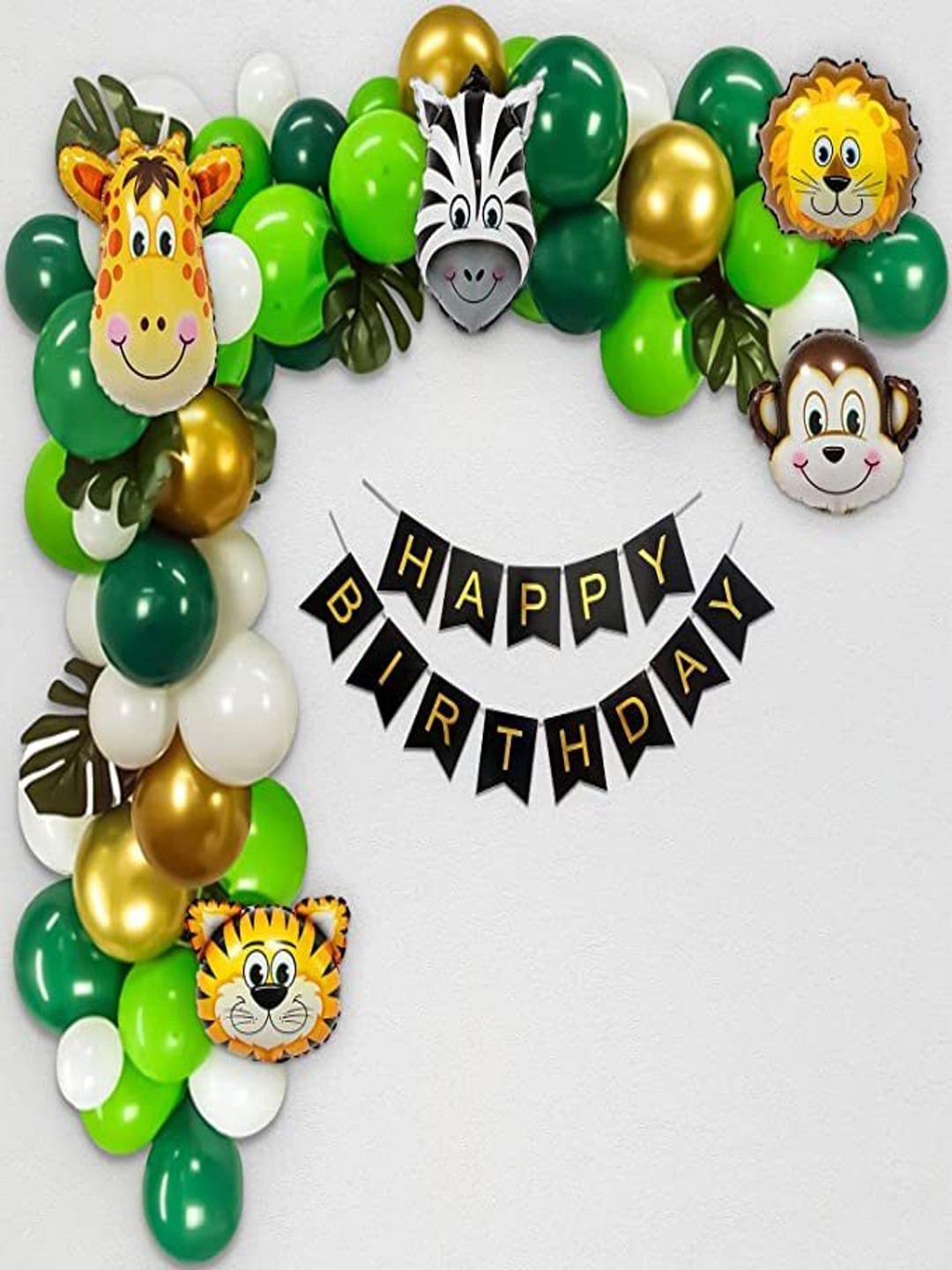 Special You 50-Pcs Green & Yellow Animal Theme Balloons Decoration Items