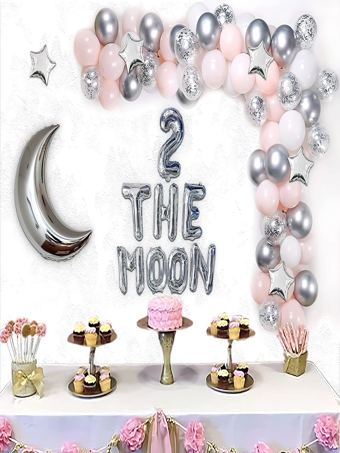 Special You 74-Pcs White & Peach-Colored Balloon 2 The Moon Dcor