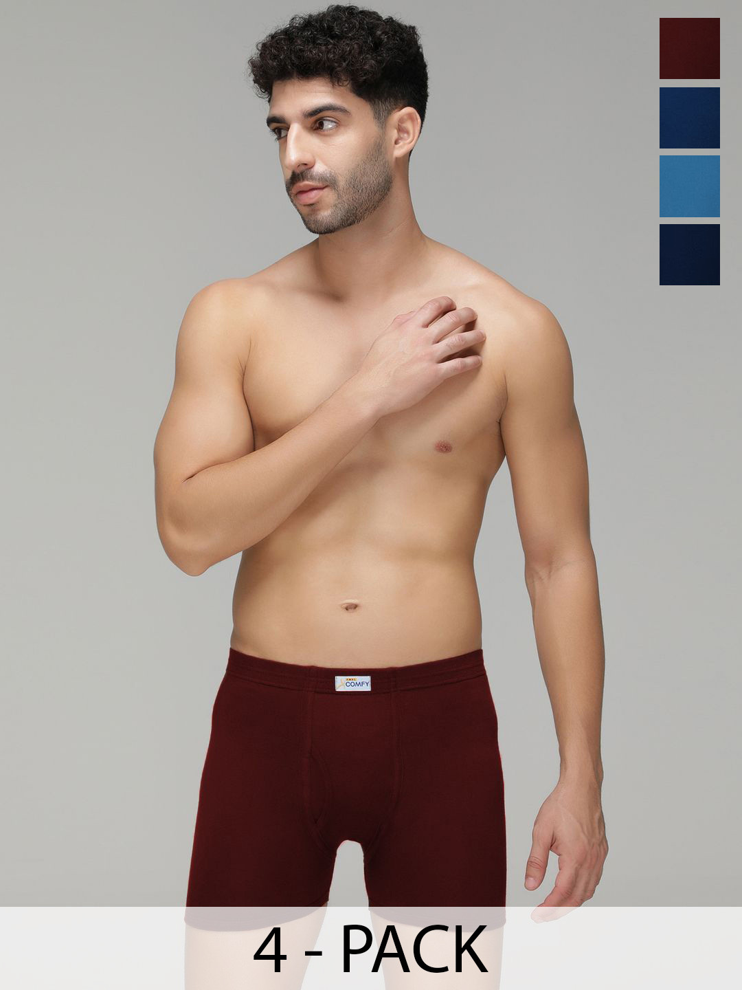 Amul Comfy Men Pack Of 4 Pure Cotton Long Trunks AC-FCTRIE-NVY-AF-MA-SB-3XL-4PC