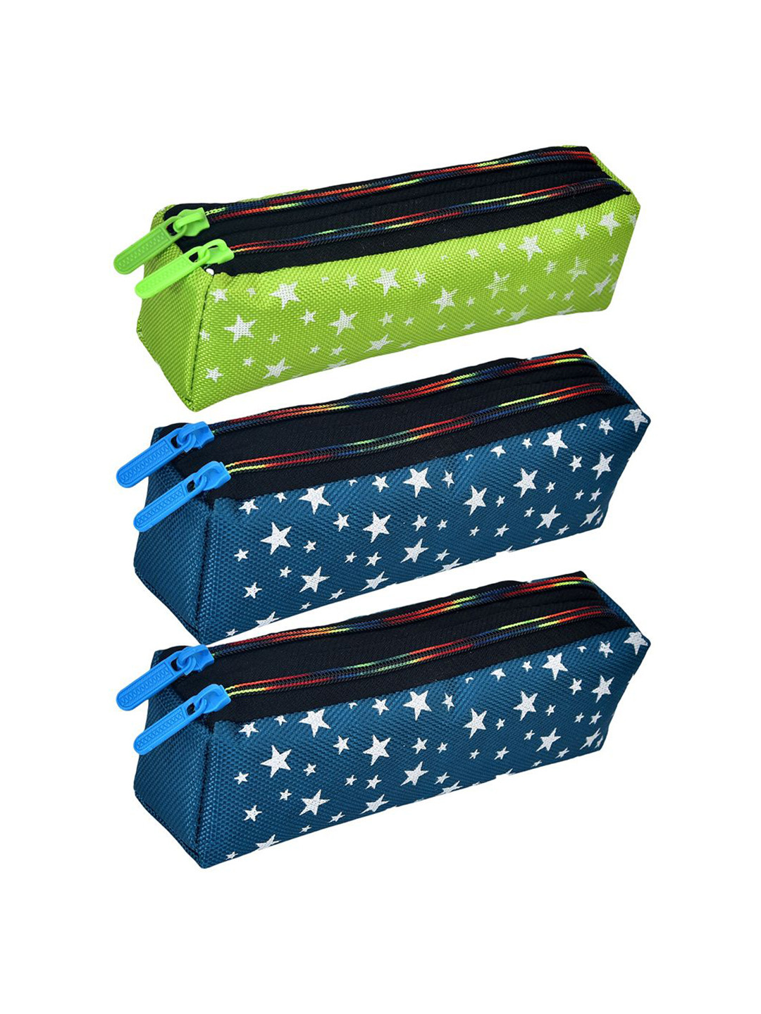 Kuber Industries Set of 3 Star Self Design Pencil Utility Pouchs