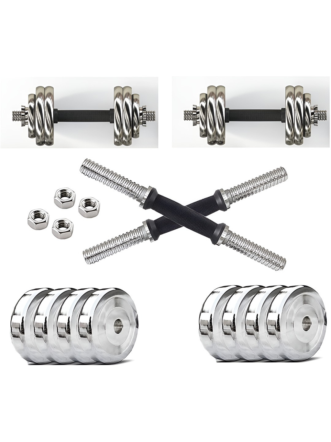 HackerX 8-Pcs Steel Adjustable Dumbbell Set - 14 kg