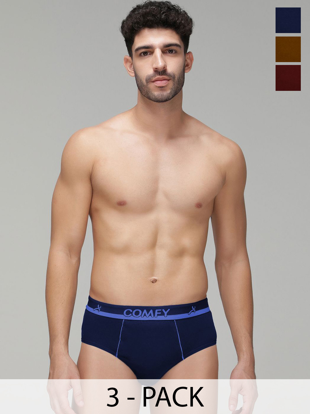 AMUL COMFY Pack Of 3 Assorted Pure Cotton Basic Briefs AC-CBRIOE-ASST-4XL-3PC