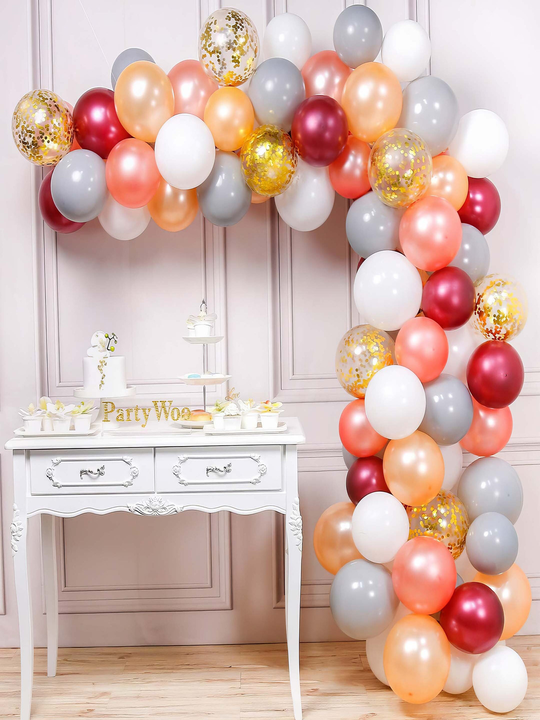 Special You White & Maroon 86 Pieces Party Balloon Decoration