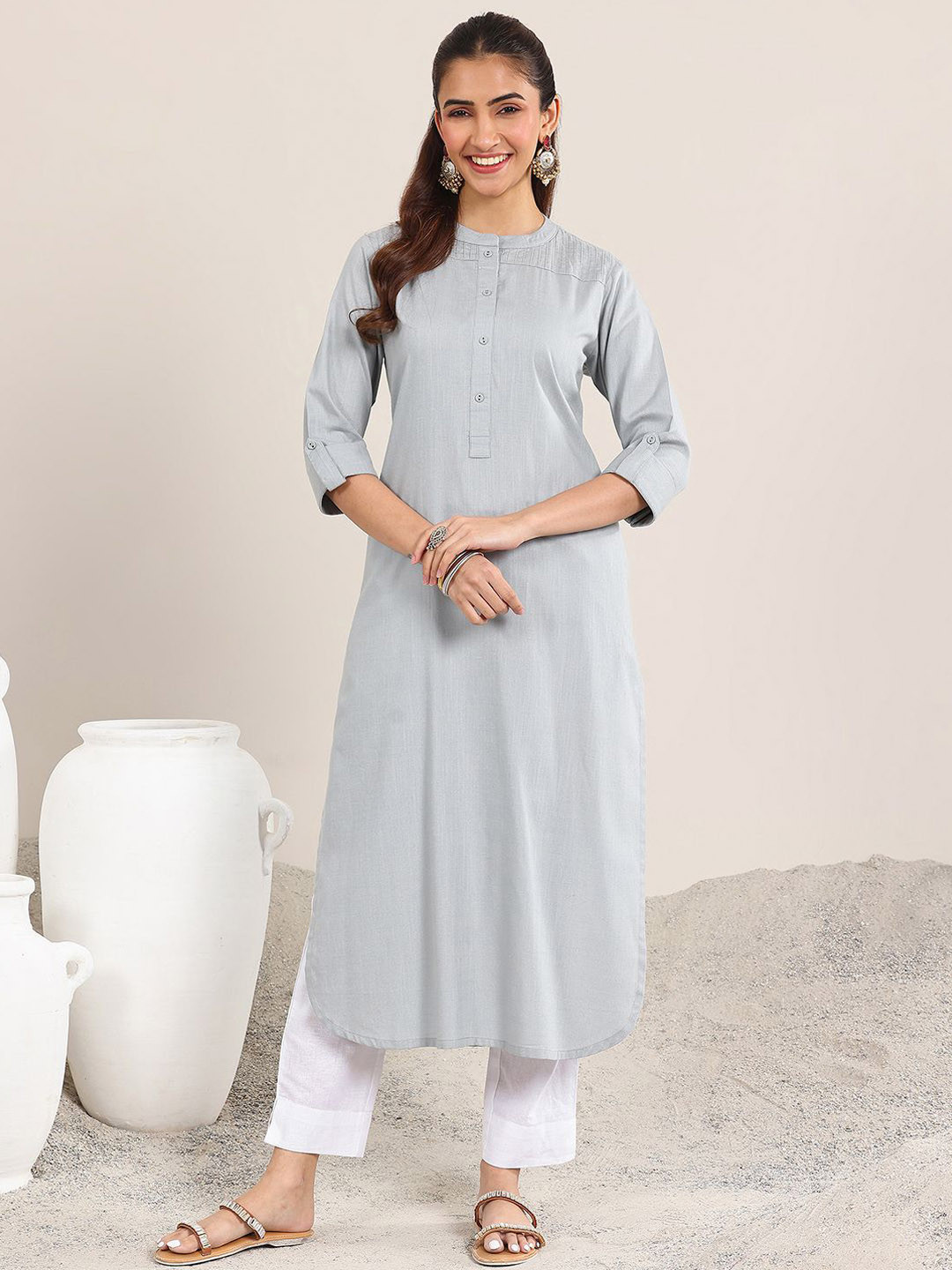 Libas Band Collar Straight Kurta
